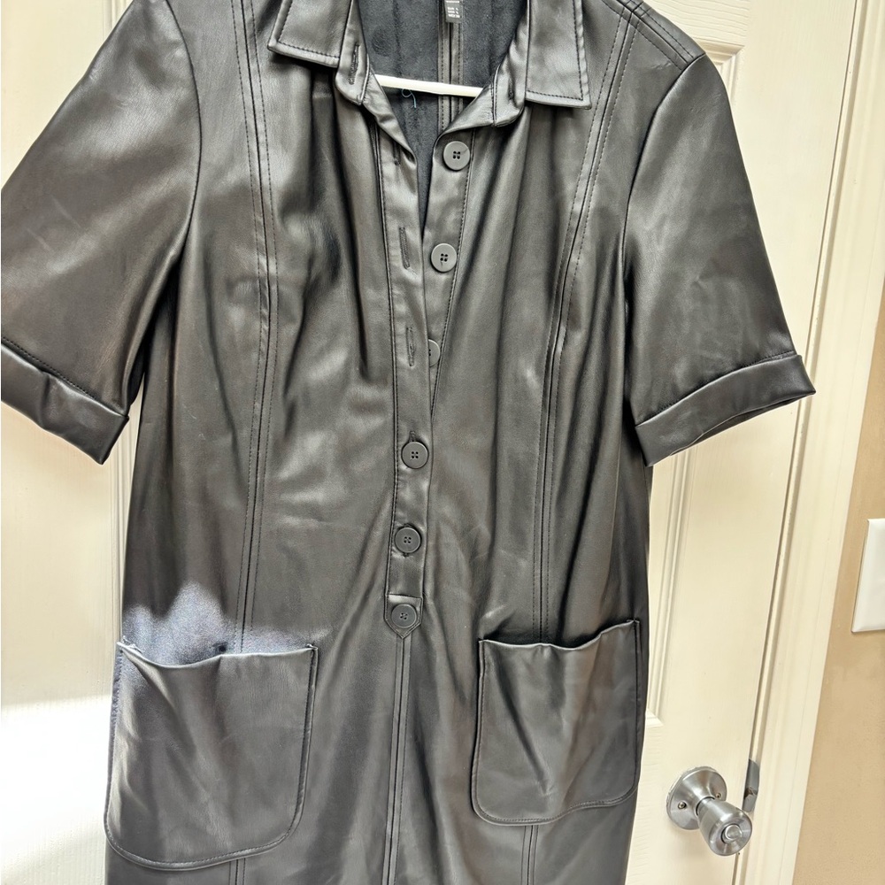 Zara Black Leather Dress Streamlined Design